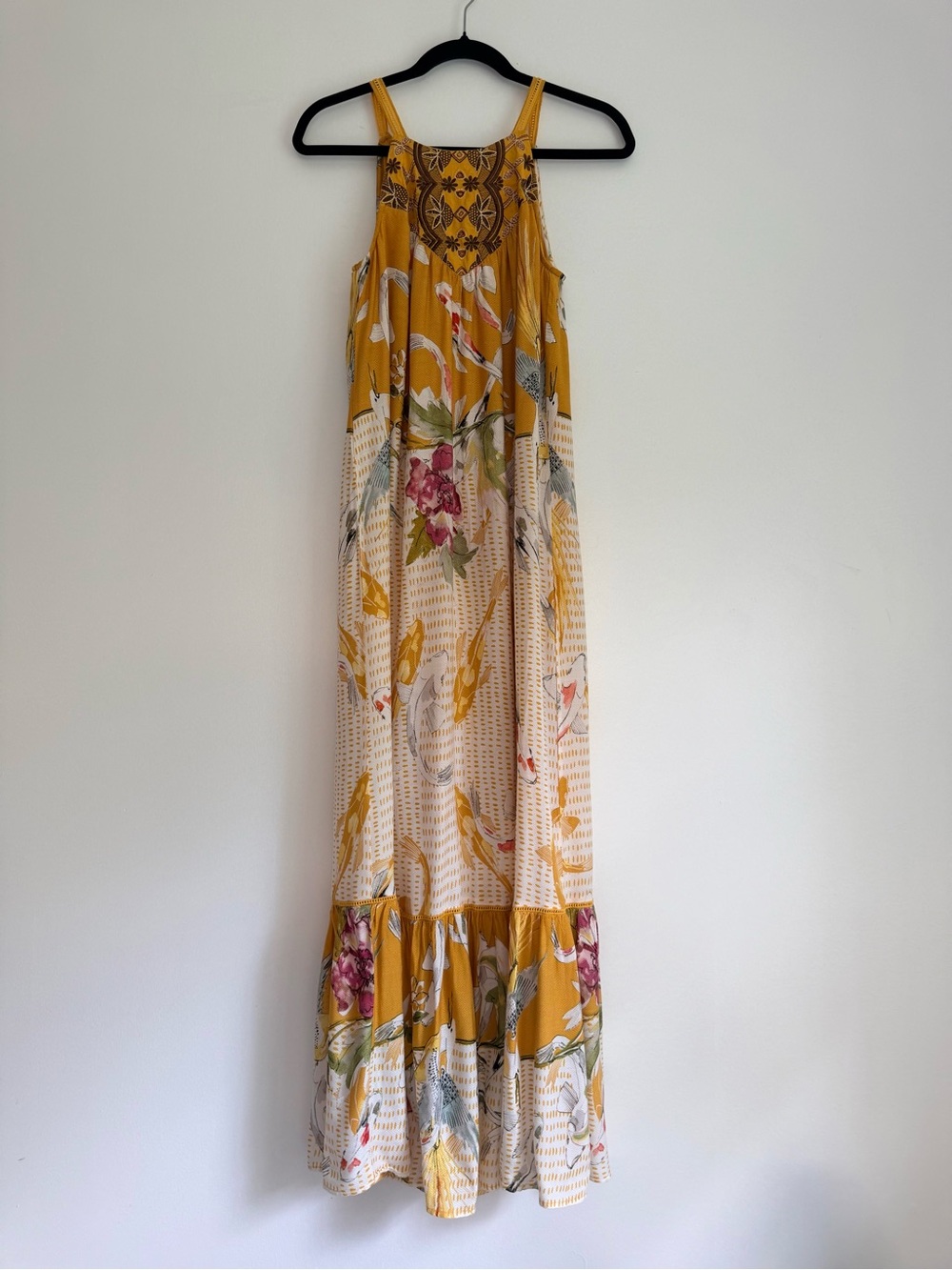 Anthropologie One September Women’s Maxi Dress Boho Yellow Sleeveless Size XS